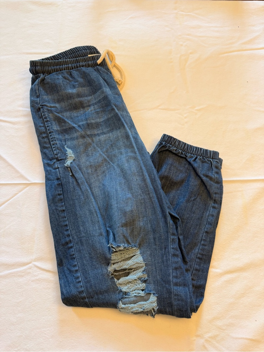 Electric & Rose Ripped Dark Blue Denim Joggers - Picture 2 of 7